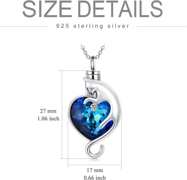 Pet Cat Cremation Ashes Urn Necklace 925 Sterling Silver - Image 2