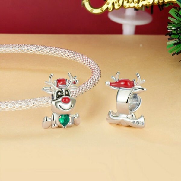Christmas Reindeer Charm 925 Sterling Silver - Image 4