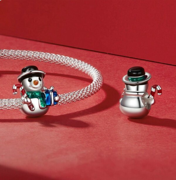 Christmas Snowman Charm 925 Sterling Silver - Image 4
