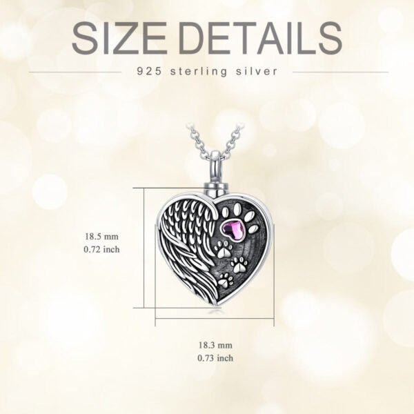 Pet Dog / Cat Cremation Ashes Paw Angel Wing Urn Necklace 925 Sterling Silver - Add your own photo - Image 5