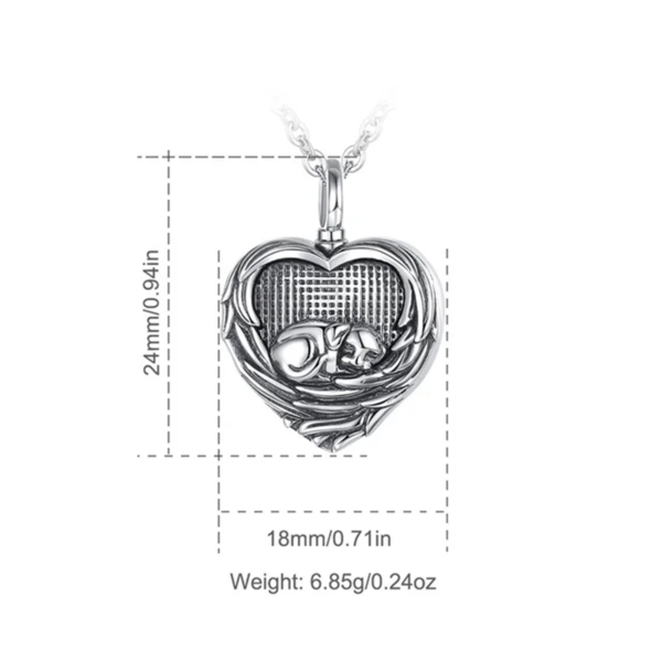 Pet Dog Angel Wings Cremation Ashes Necklace Urn 925 Sterling Silver - Image 2