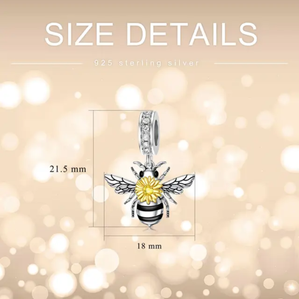Bee Dangle Charm 925 Sterling Silver - Image 2