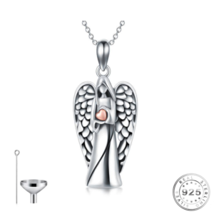 Guardian Angel Cremation Ashes Urn Necklace 925 Sterling Silver & Rose Gold