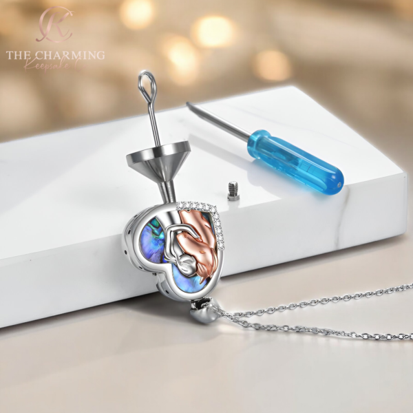 Engravable Horse & Girl Cremation Ashes Urn Necklace 925 Sterling Silver and Rose Gold - Image 4
