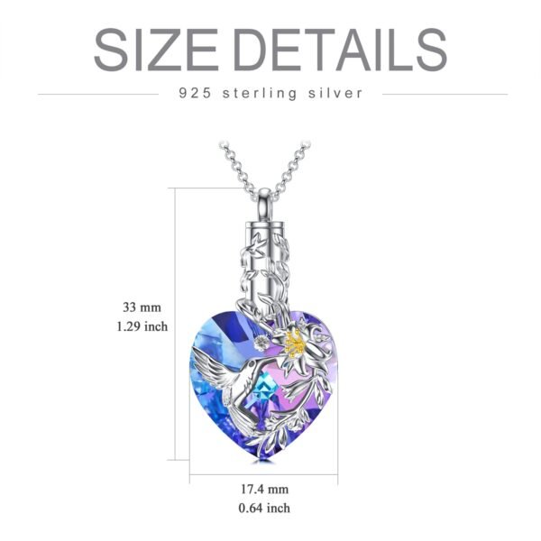 Hummingbird Cremation Ashes Urn Necklace 925 Sterling Silver - Image 2