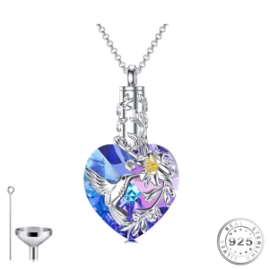 Hummingbird Cremation Ashes Urn Necklace 925 Sterling Silver