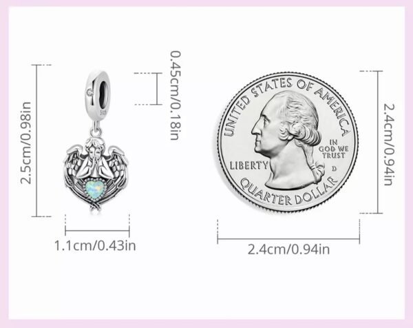 Guardian Angel Charm 925 Sterling Silver & Opal - Image 3