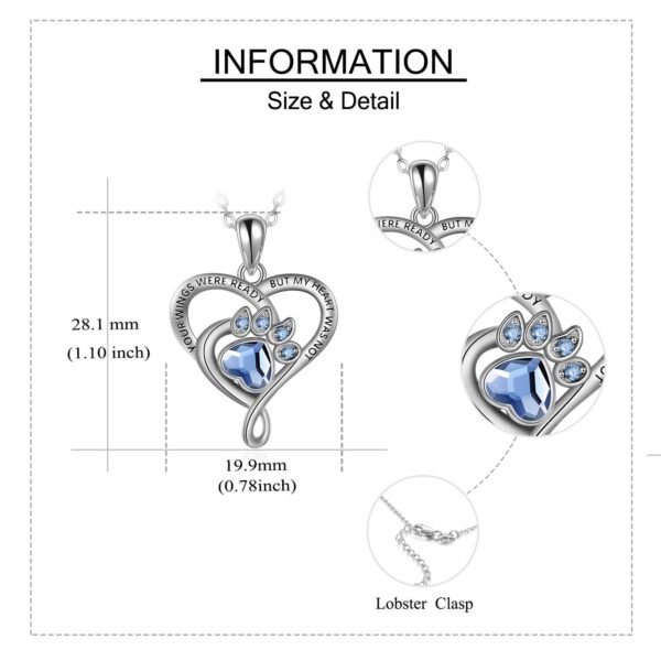 Pet Dog / Cat Cremation Ashes Blue Paw Urn Necklace 925 Sterling Silver - Image 2