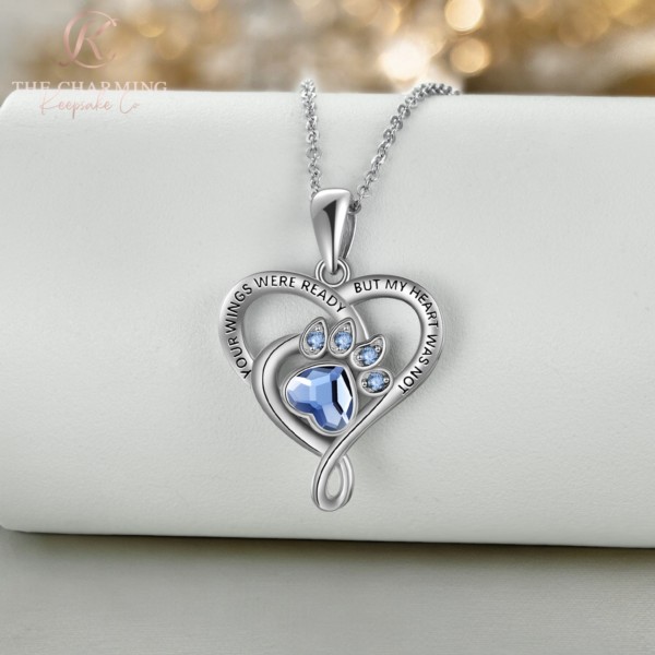 Pet Dog / Cat Cremation Ashes Blue Paw Urn Necklace 925 Sterling Silver - Image 3