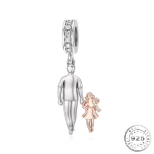 Dad & Daughter Charm Genuine 925 Sterling Silver and Rose Gold