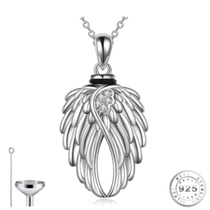 Angel Wings Cremation Ashes Urn Necklace 925 Sterling Silver - Forever In My Heart