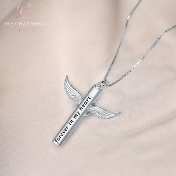 Cross and Angel Wings Cremation Ashes Urn Necklace 925 Sterling Silver - Image 5
