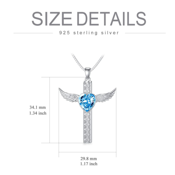 Cross and Angel Wings Cremation Ashes Urn Necklace 925 Sterling Silver - Image 2