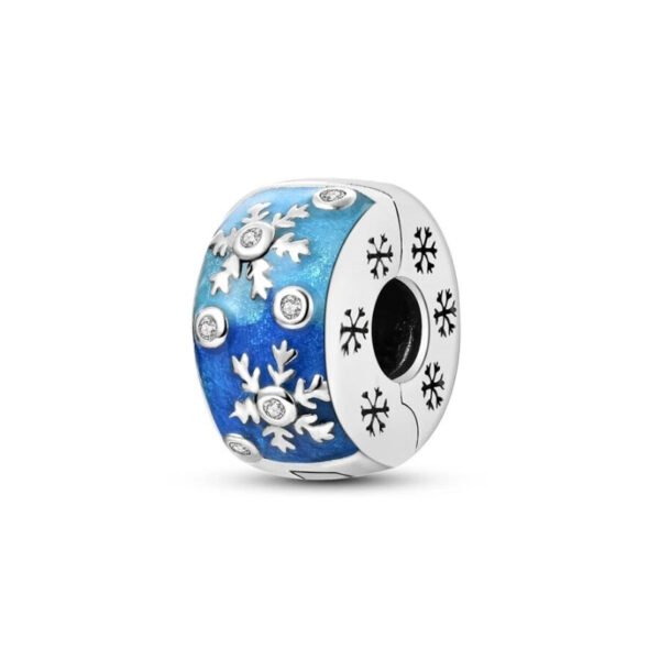 925 Sterling Silver Snowflakes Clip Charm