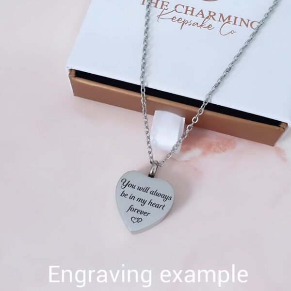Engraved Dandelion and Butterflies Cremation Ashes Urn Necklace Silver - Image 3