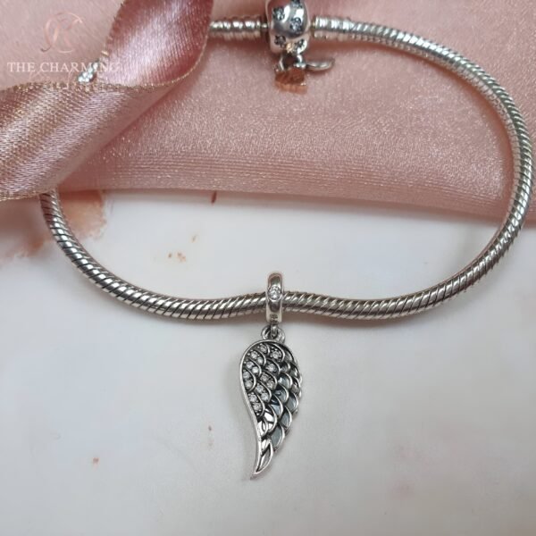 Engraved Angel Wing Charm 925 Sterling Silver - Personalised with your text - Image 2