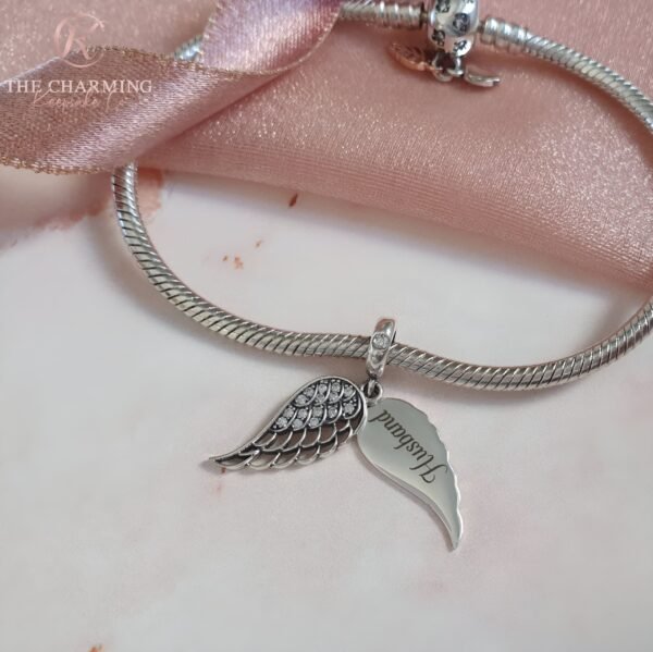 Engraved Angel Wing Charm 925 Sterling Silver - Personalised with your text - Image 4