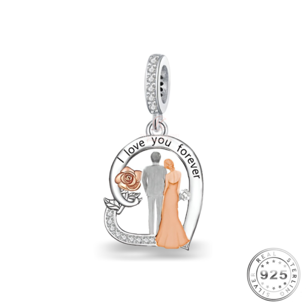 Bride & Groom Charm 925 Sterling Silver & Rose Gold - Wife Gift