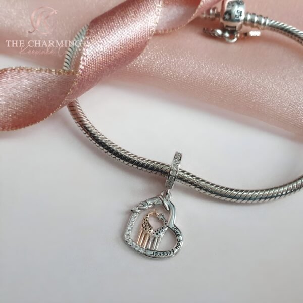 Giraffes Heart Charm 925 Sterling Silver Love You Forever - Image 2