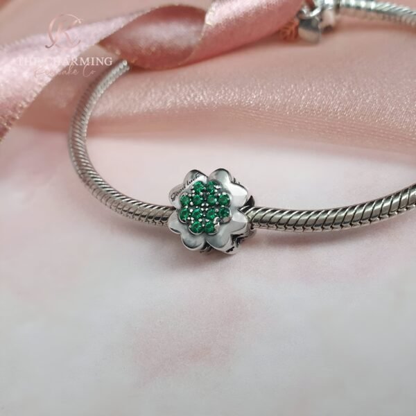 Green Four Leaf Clover Charm 925 Sterling Silver - Good Luck - Image 2