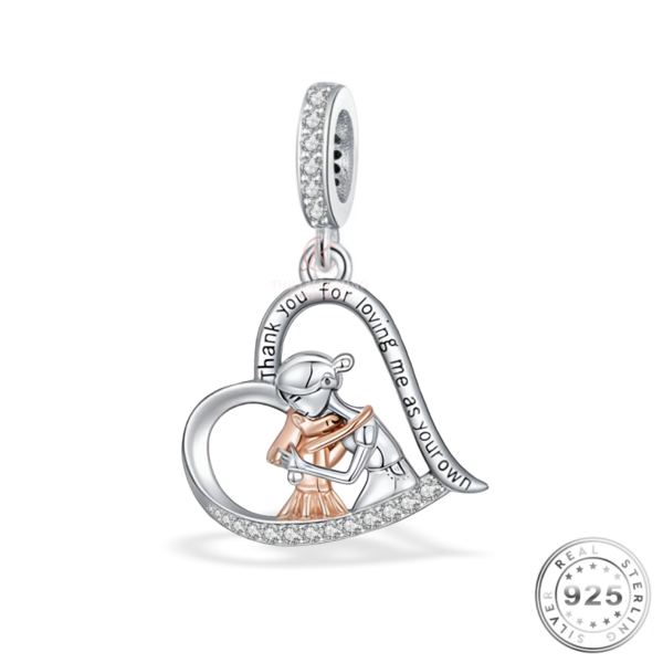 Step Mum / Mother Charm 925 Sterling Silver & Rose Gold