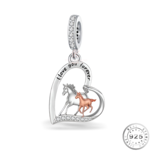 Horses Charm 925 Sterling Silver and Rose Gold - I Love You Forever