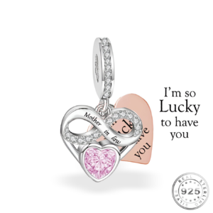 Mother In Law Heart Charm 925 Sterling Silver & Rose Gold