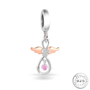 Guardian Angel Charm 925 Sterling Silver & Rose Gold