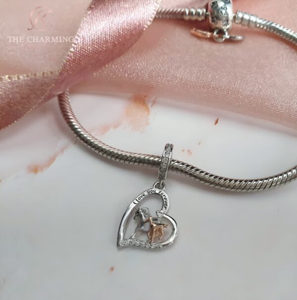 Horses Charm 925 Sterling Silver and Rose Gold - I Love You Forever - Image 2