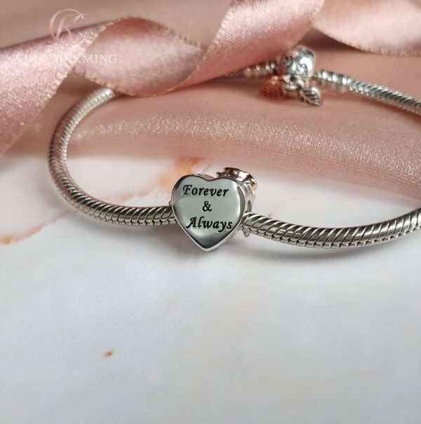 Wife Heart Charm 925 Sterling Silver & Rose Gold - Image 3