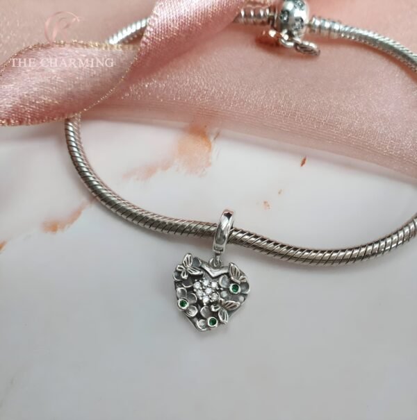 Best Mum / Mom Charm 925 Sterling Silver Green Crystal - Image 2
