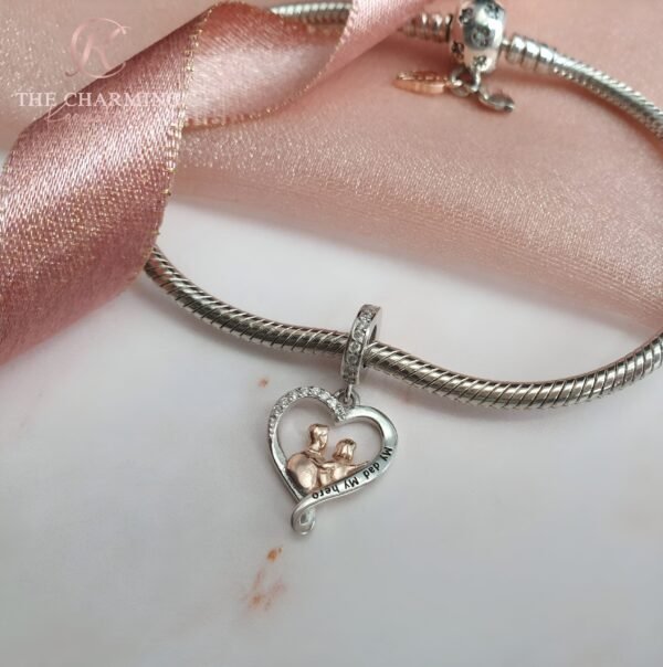 My Dad My Hero Heart Charm 925 Sterling Silver - Image 2