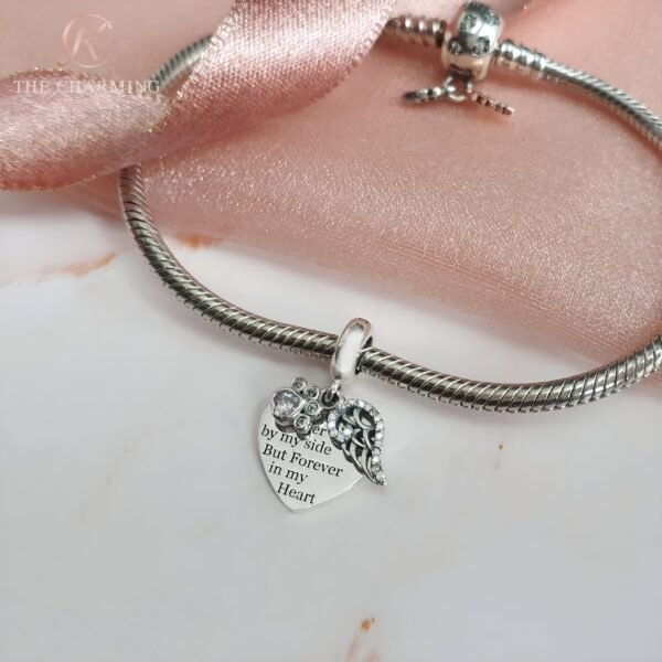 Dog / Cat Paw Angel Wings Charm 925 Sterling Silver - Image 2