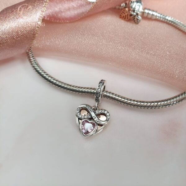 Mother In Law Heart Charm 925 Sterling Silver & Rose Gold - Image 2