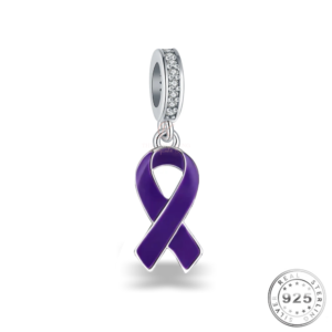 Purple Awareness Ribbon Charm 925 Sterling Silver