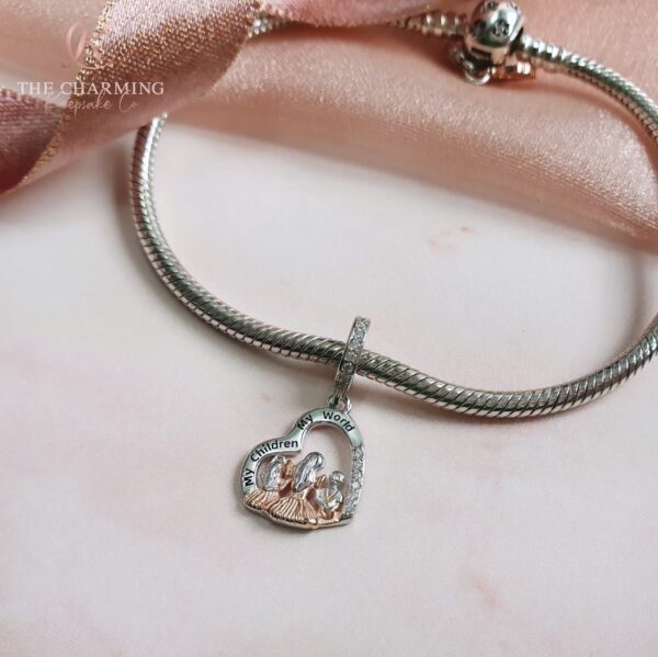 My Children My World Charm 925 Sterling Silver & Rose Gold - Image 2