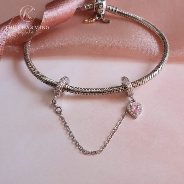 Pink Crystal Safety Chain 925 Sterling Silver - Image 2