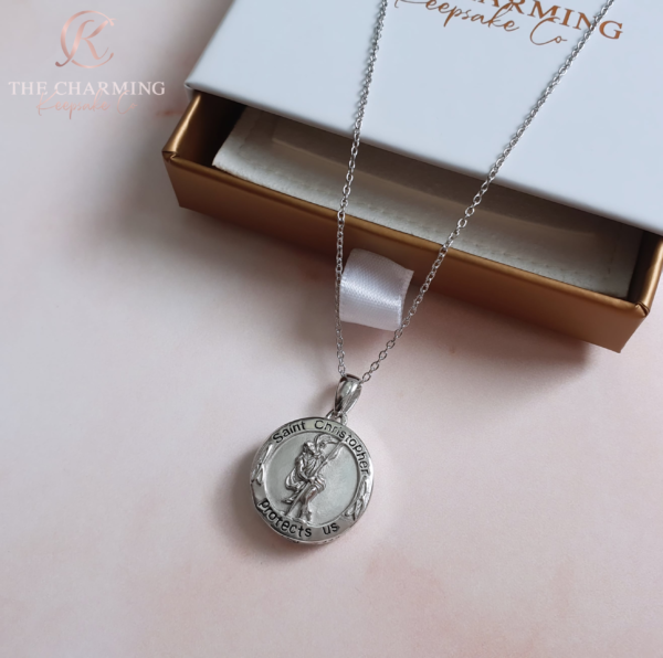 Saint Christopher Cremation Ashes Urn Necklace 925 Sterling Silver - Image 2