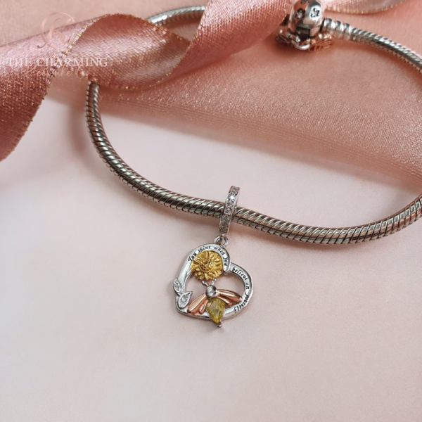 Bee & Sunflower Charm 925 Sterling Silver and Gold - Believe in Yourself - Image 2
