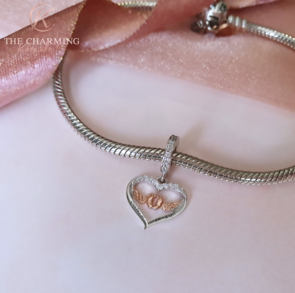 Grandma of an Angel Infant / Baby Feet Charm 925 Sterling Silver - Image 2