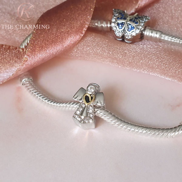 Guardian Angel Charm 925 Sterling Silver & Gold - Image 2