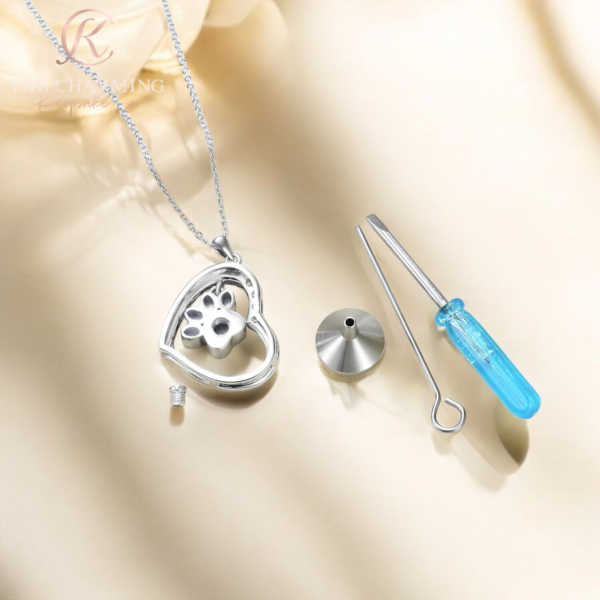 Pet Dog / Cat Cremation Ashes Urn Necklace 925 Sterling Silver & Opal - Image 4