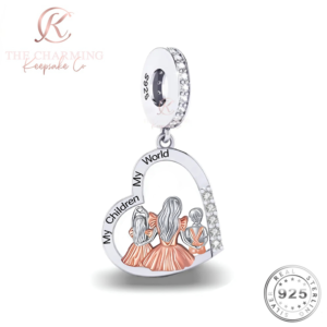 My Children My World Charm 925 Sterling Silver & Rose Gold