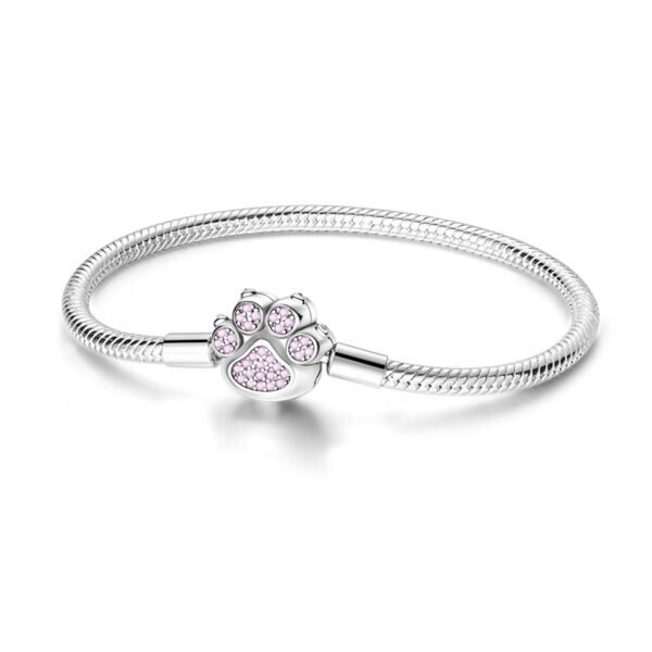 925 Sterling Silver Pink Paw-Clasp Bracelet