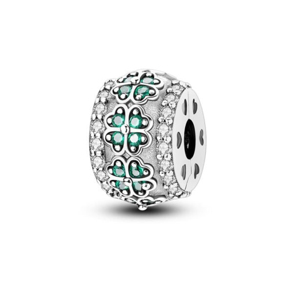 925 Sterling Silver Four-Leaf Clover Clip Charm