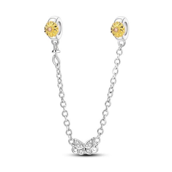 925 Sterling Silver Butterfly Safety Chain Charm