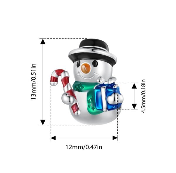 Christmas Snowman Charm 925 Sterling Silver - Image 2