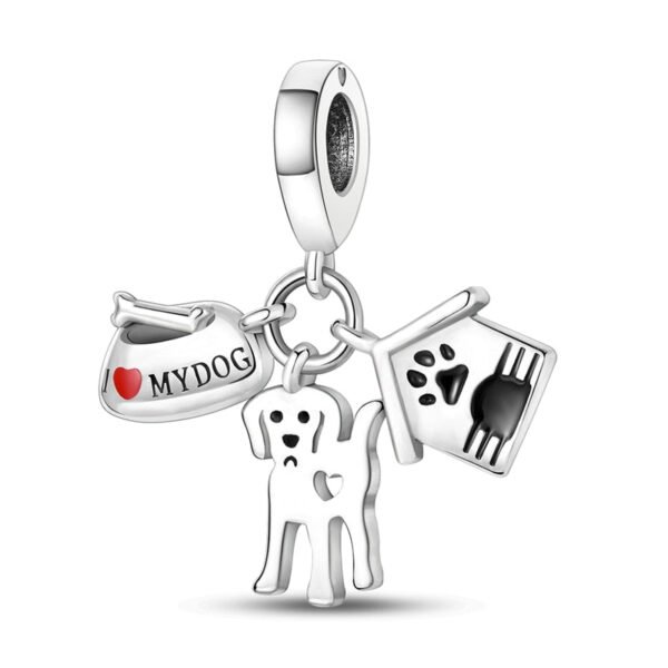 925 Sterling Silver I Love My Dog Charm