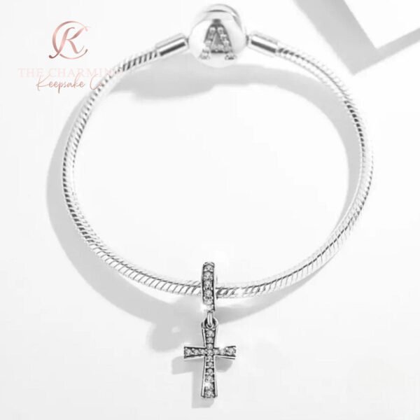 Cross Dangle Charm 925 Sterling Silver - Image 2