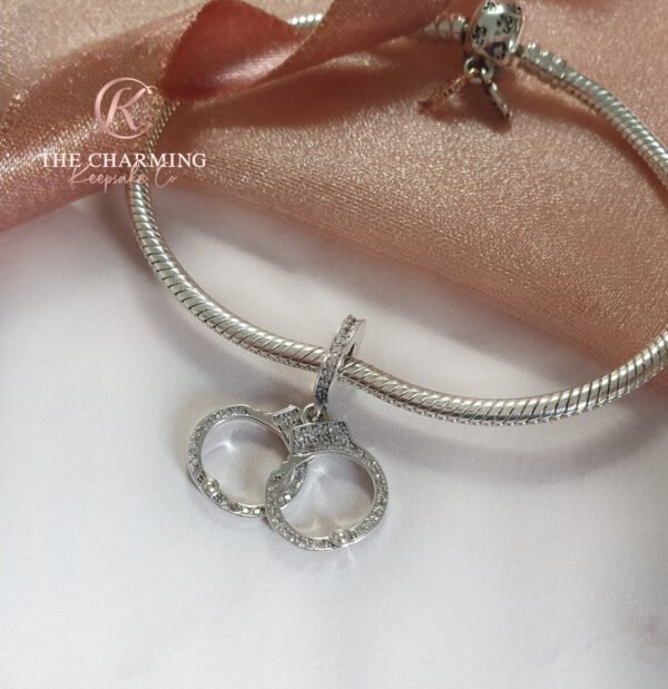 Handcuffs Charm 925 Sterling Silver - Image 2